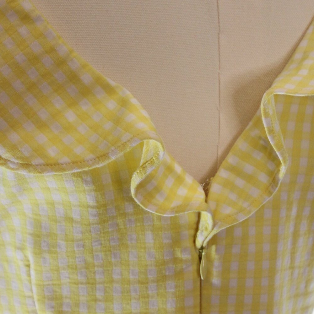 Simkhai Gingham Ruffle V-Neck Yellow Size 10R - Picture 11 of 12